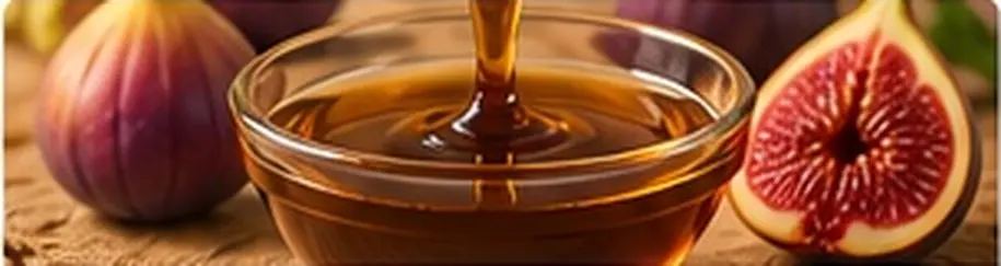 Amber-brown fig syrup with fresh figs